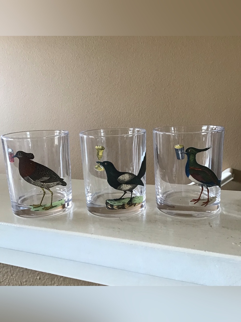 John Derian Whimsical Bird Highball Cocktail Glasses (3)
